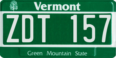 VT license plate ZDT157