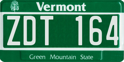 VT license plate ZDT164