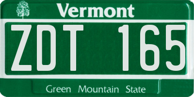 VT license plate ZDT165