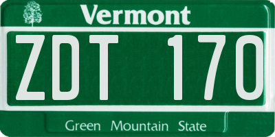 VT license plate ZDT170
