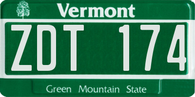 VT license plate ZDT174