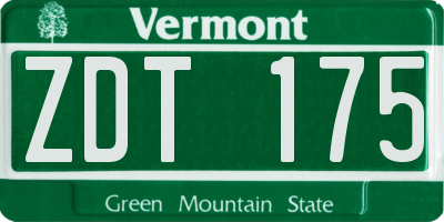 VT license plate ZDT175