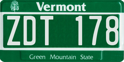 VT license plate ZDT178