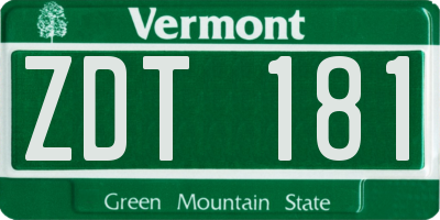 VT license plate ZDT181