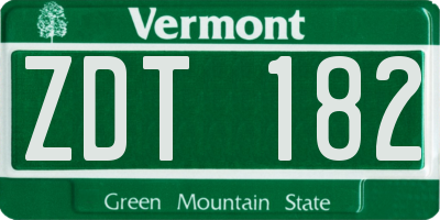 VT license plate ZDT182