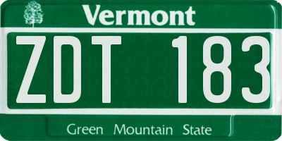 VT license plate ZDT183