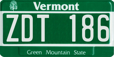 VT license plate ZDT186