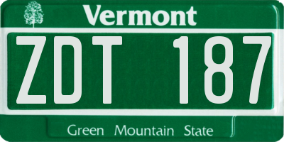 VT license plate ZDT187