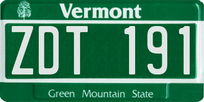 VT license plate ZDT191