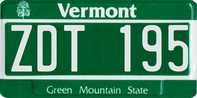 VT license plate ZDT195