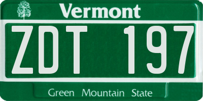 VT license plate ZDT197