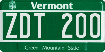 VT license plate ZDT200