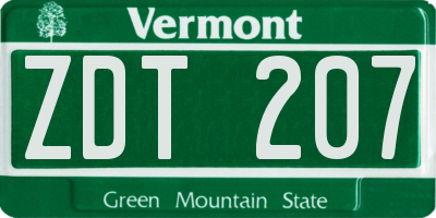 VT license plate ZDT207