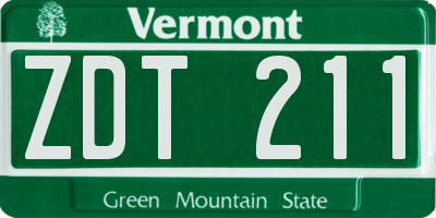 VT license plate ZDT211