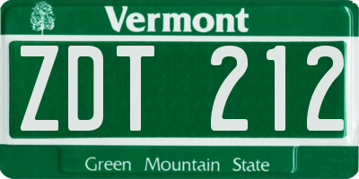 VT license plate ZDT212