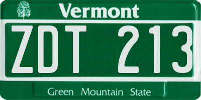 VT license plate ZDT213