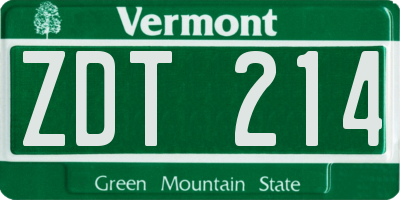 VT license plate ZDT214