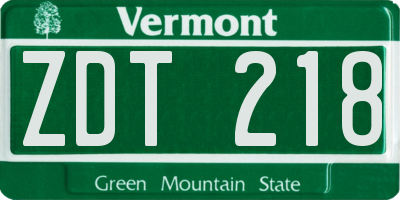 VT license plate ZDT218