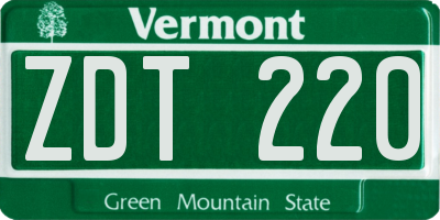 VT license plate ZDT220