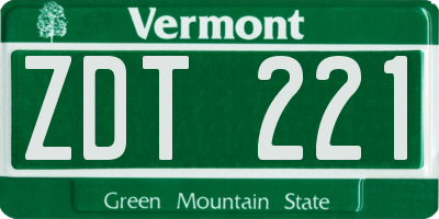 VT license plate ZDT221