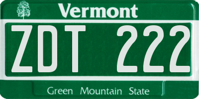 VT license plate ZDT222