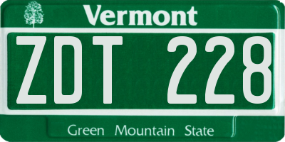 VT license plate ZDT228
