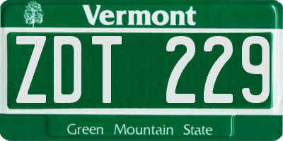 VT license plate ZDT229