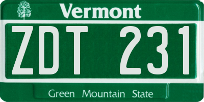 VT license plate ZDT231