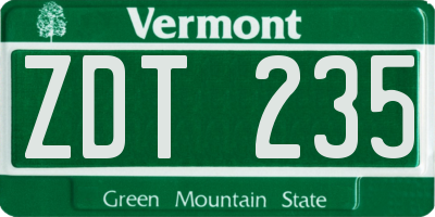 VT license plate ZDT235