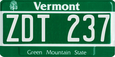 VT license plate ZDT237