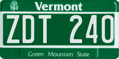 VT license plate ZDT240