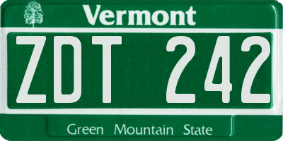 VT license plate ZDT242