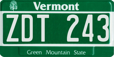 VT license plate ZDT243