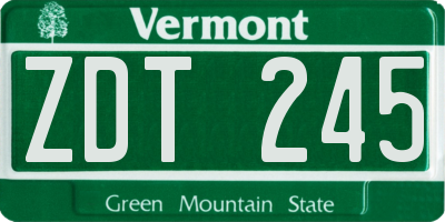 VT license plate ZDT245