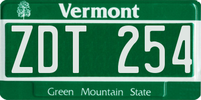 VT license plate ZDT254