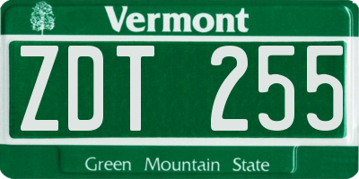 VT license plate ZDT255