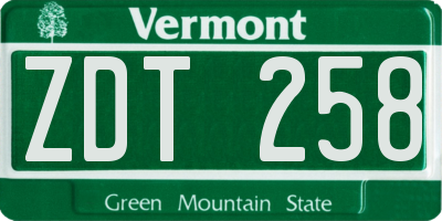 VT license plate ZDT258
