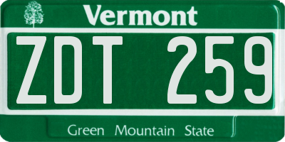 VT license plate ZDT259