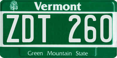 VT license plate ZDT260