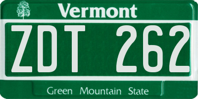 VT license plate ZDT262