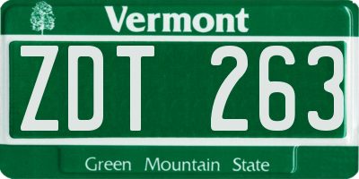 VT license plate ZDT263