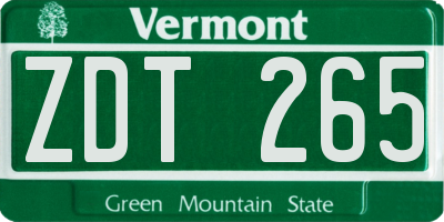 VT license plate ZDT265