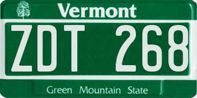 VT license plate ZDT268
