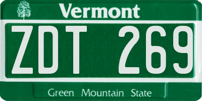 VT license plate ZDT269