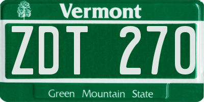 VT license plate ZDT270