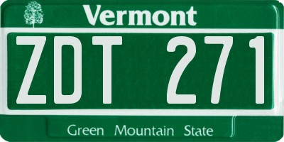 VT license plate ZDT271