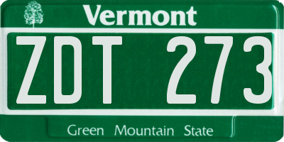 VT license plate ZDT273