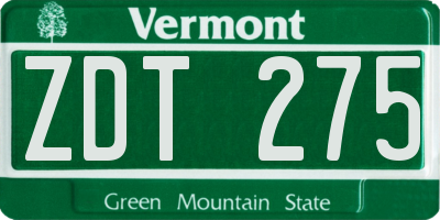 VT license plate ZDT275