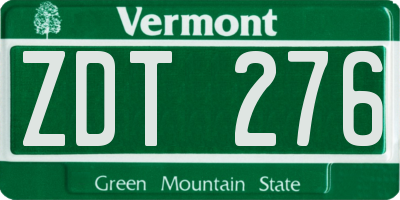 VT license plate ZDT276