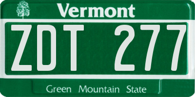 VT license plate ZDT277